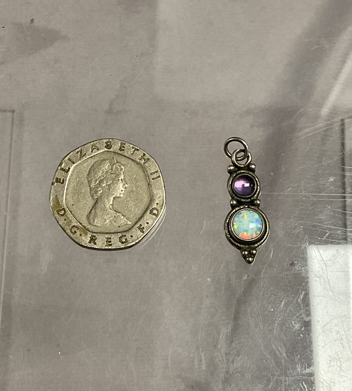 opal & amethyst silver pendant