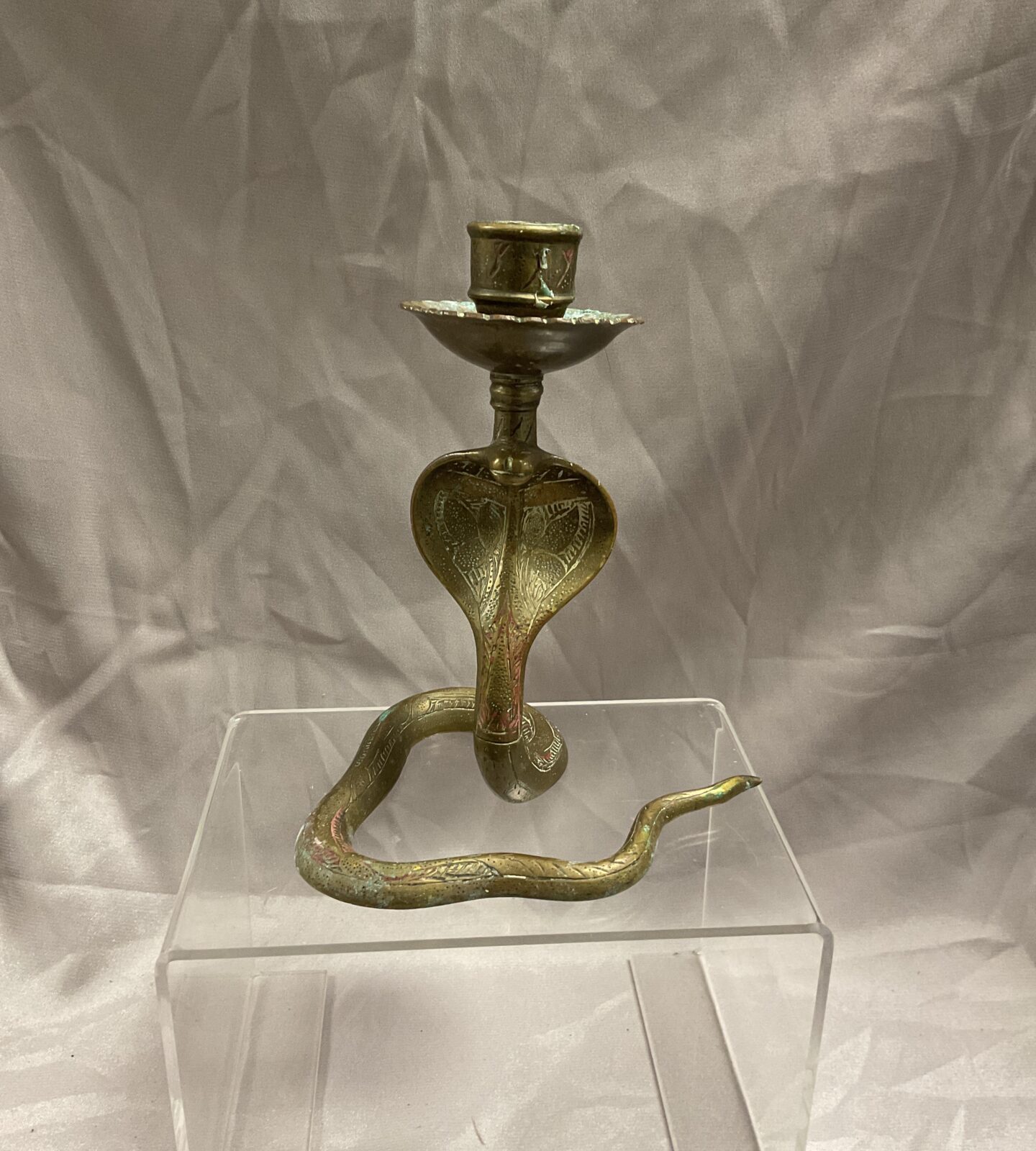 Vintage 6”  Brass Cobra Candlestick