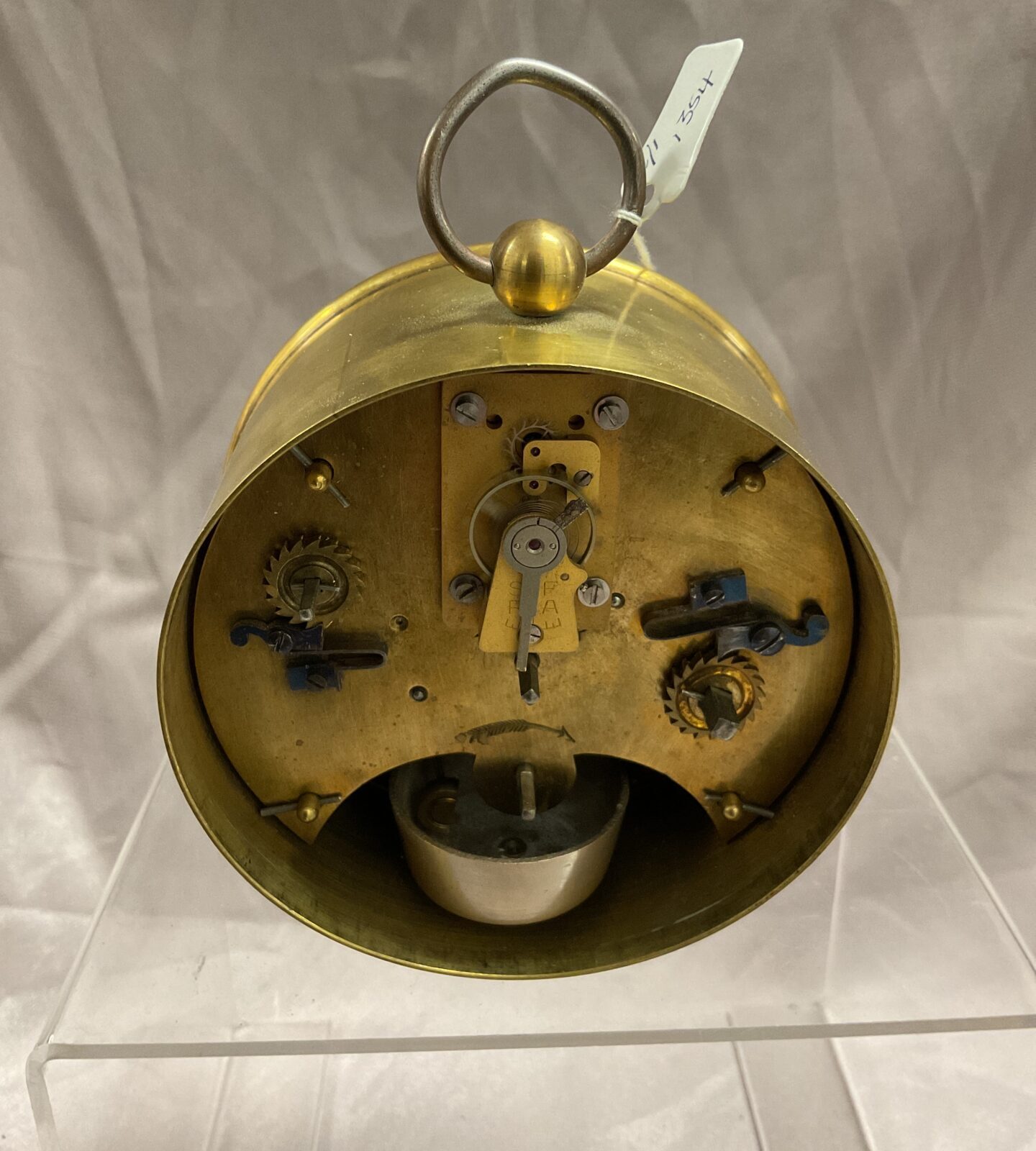 antique brass french alarm clock working with key - Image 2