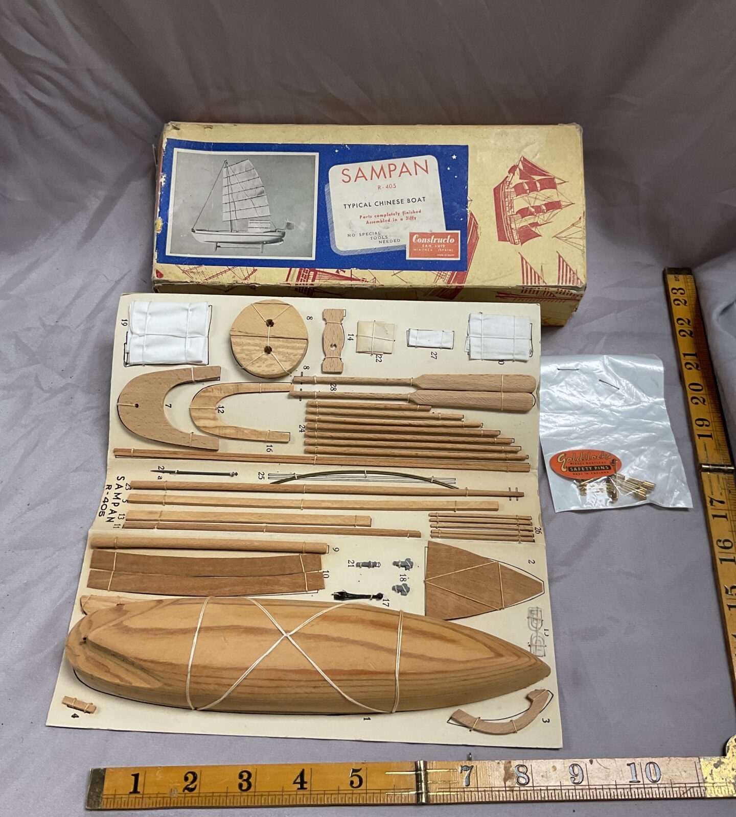 Vintage constructor wooden sampan chinese boat model kit