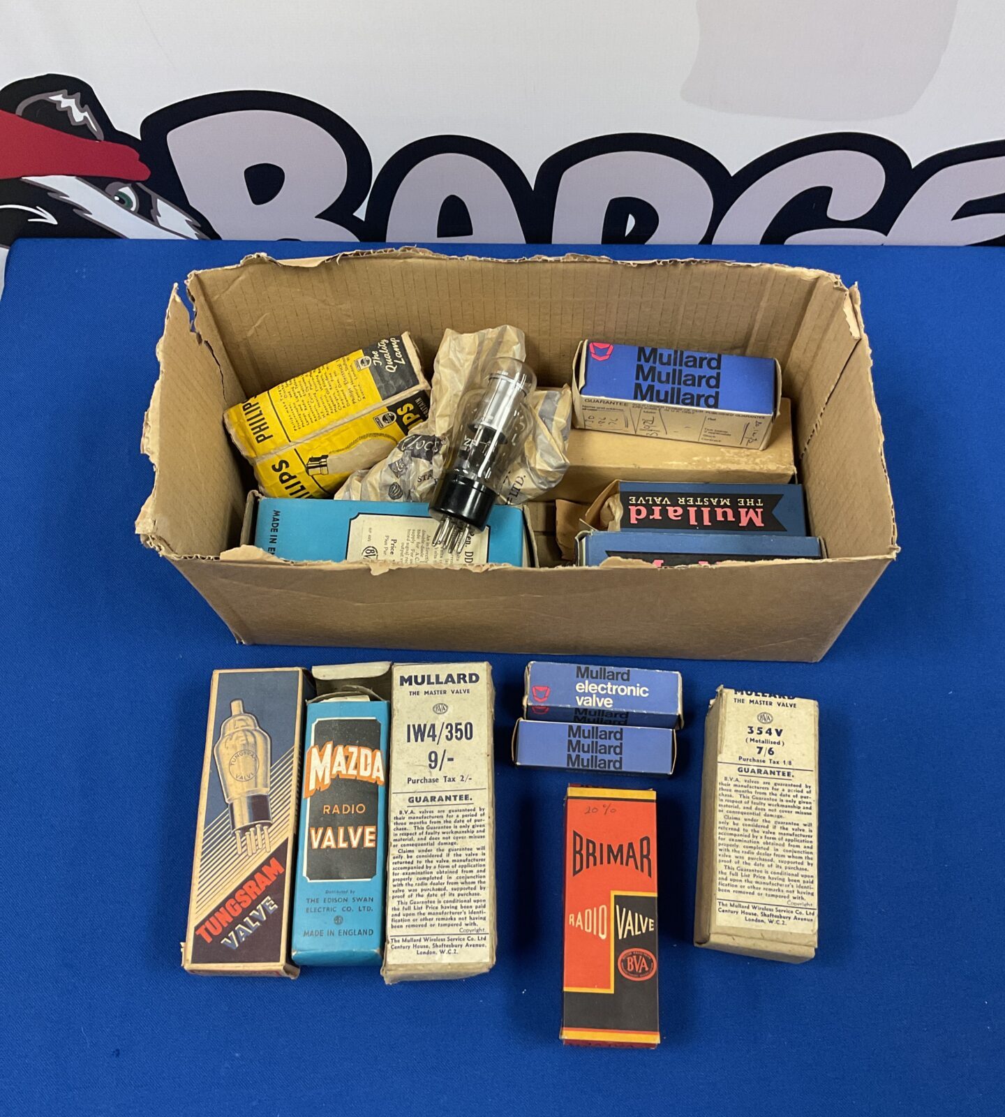 Box of vintage radio valves