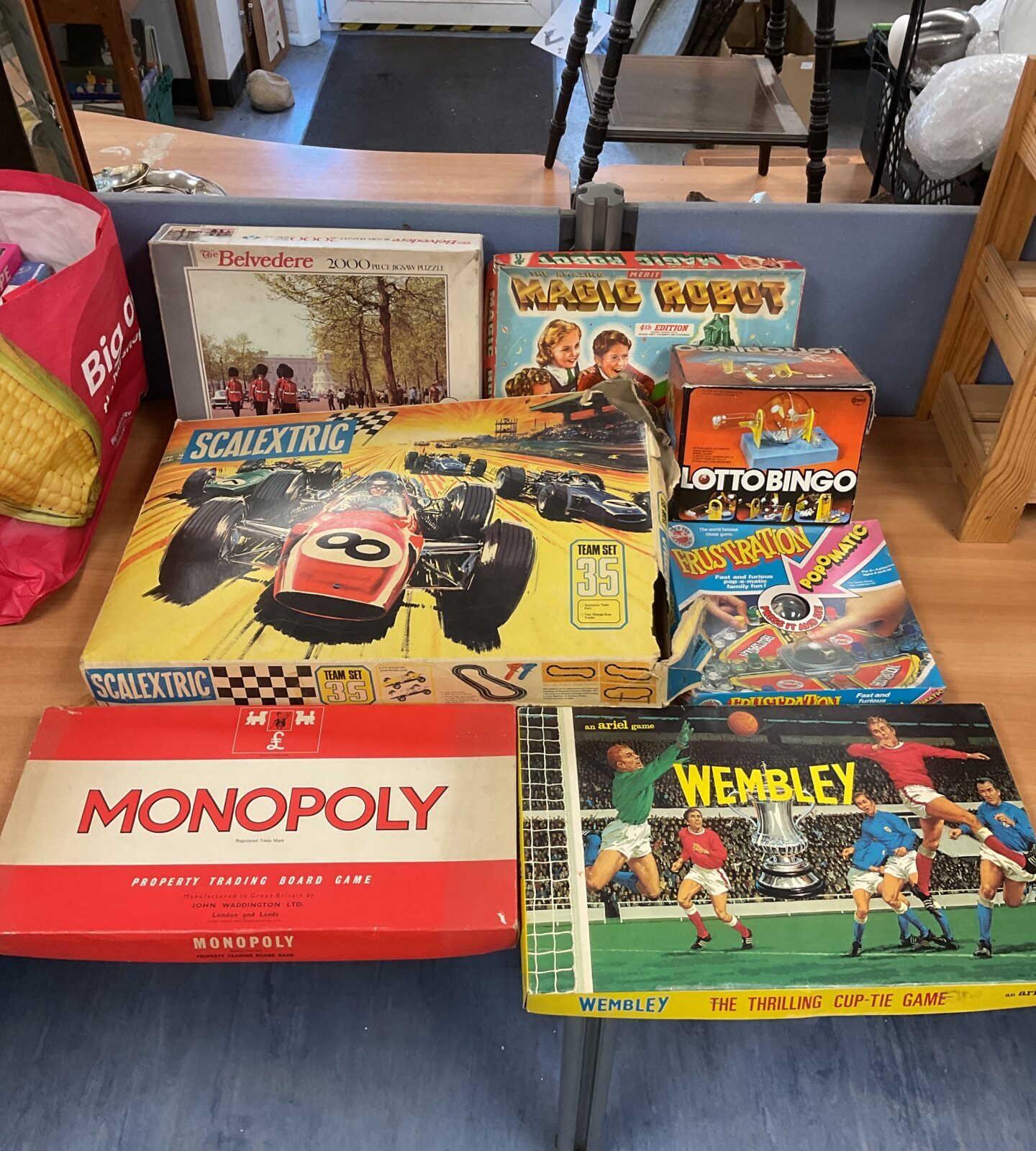 Selection of vintage games including wembley & monopoly