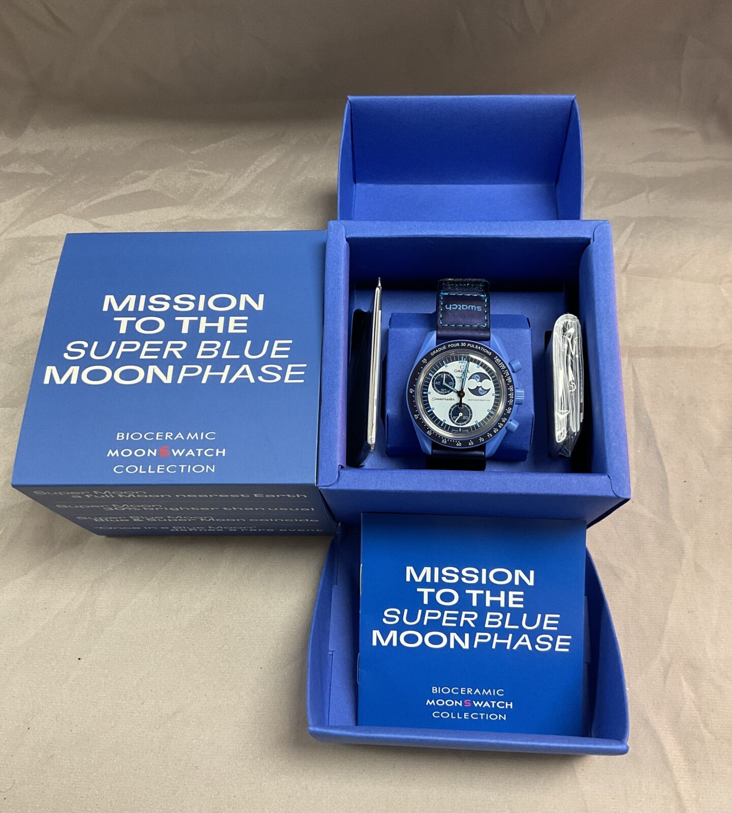 Omega swatch style mission to the super blue moonphase bioceramic moon watch - Image 2