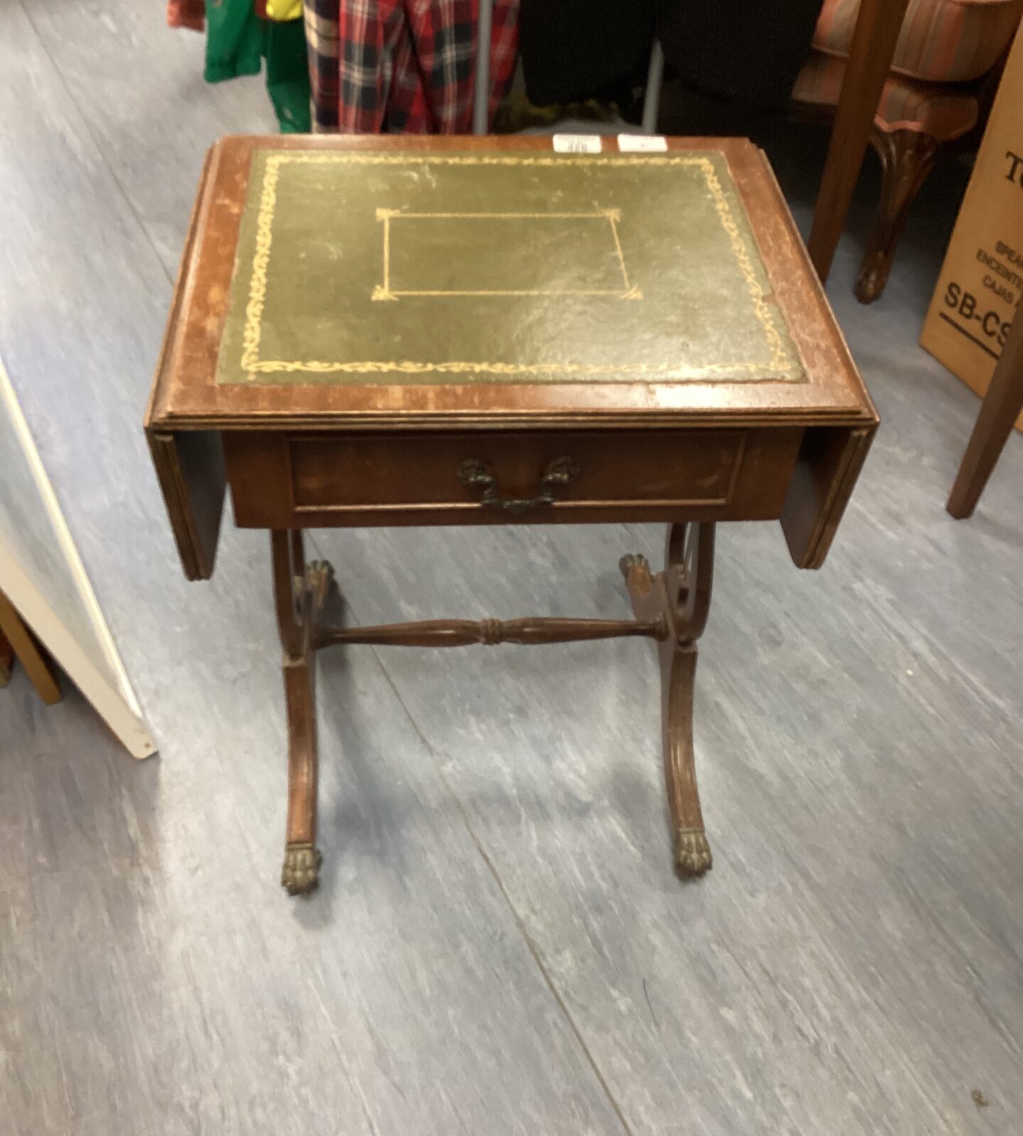 Antique Leather Topped Occasional Table