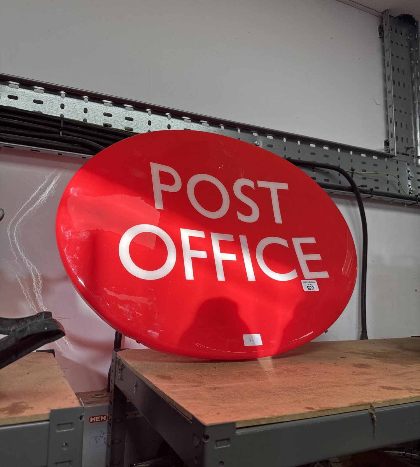 Post office shop sign 28” length approx - slightly out of shape