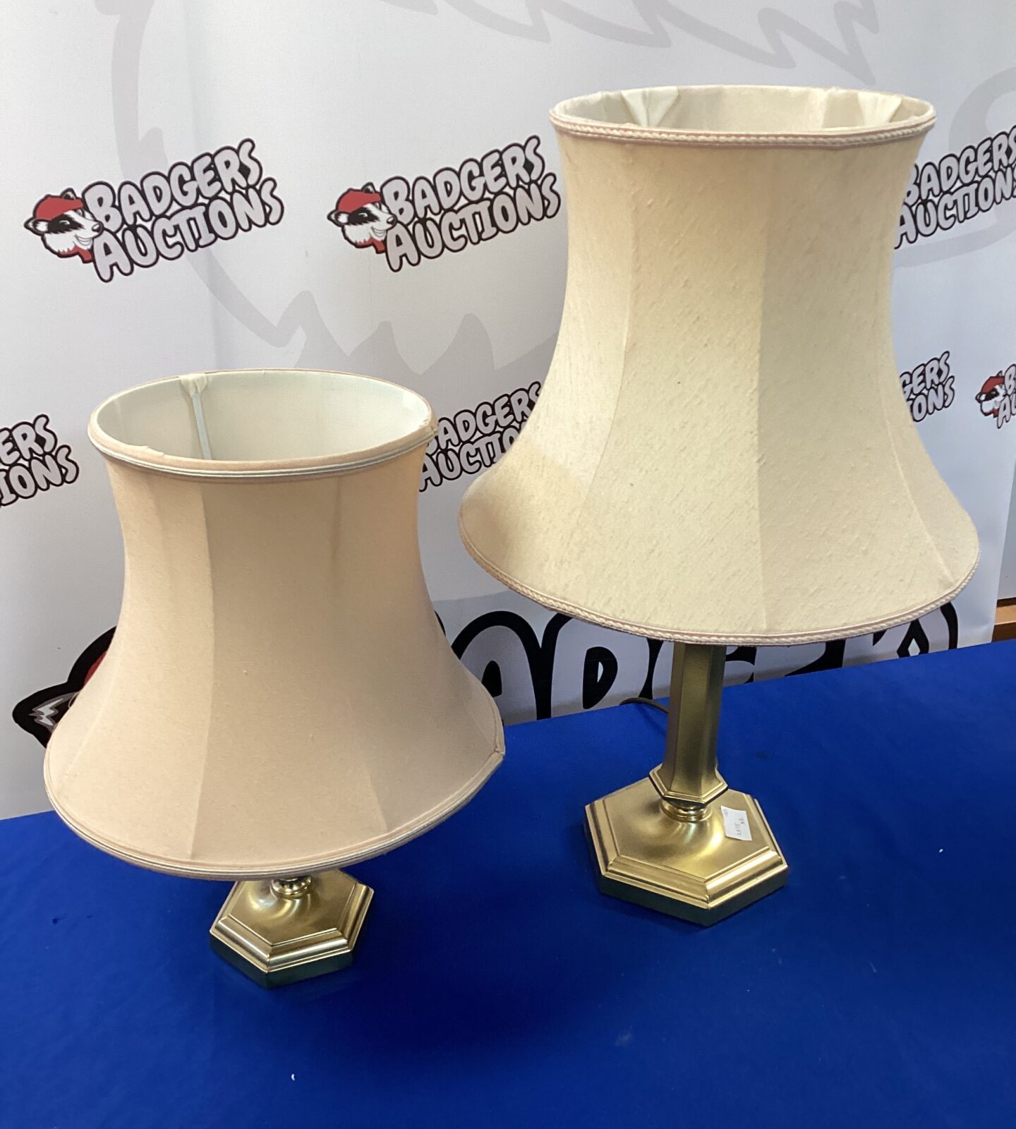 Two brass table lamps