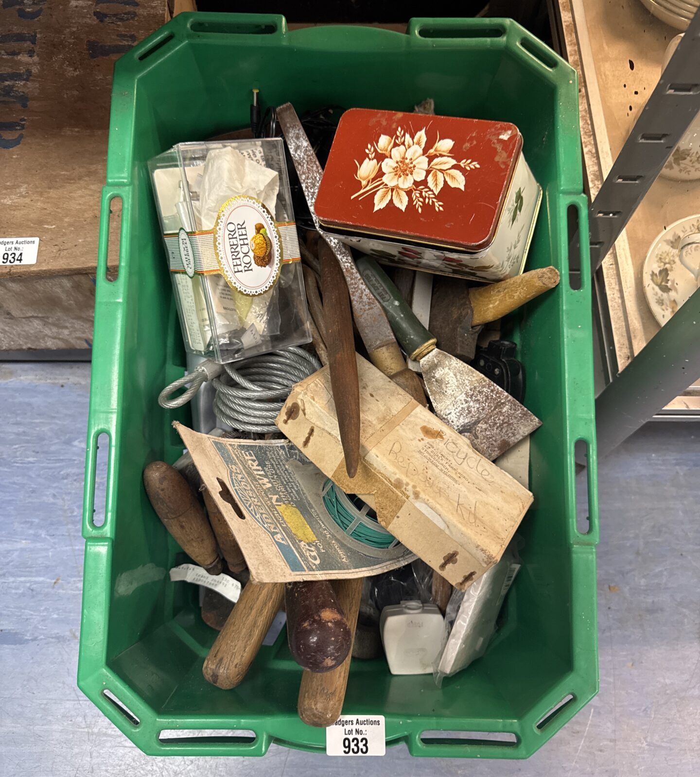 Tray of assorted tools & hardware