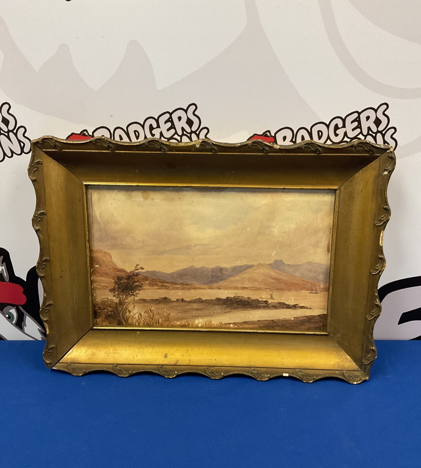 Victorian gilt framed watercolour of a highland lake scene