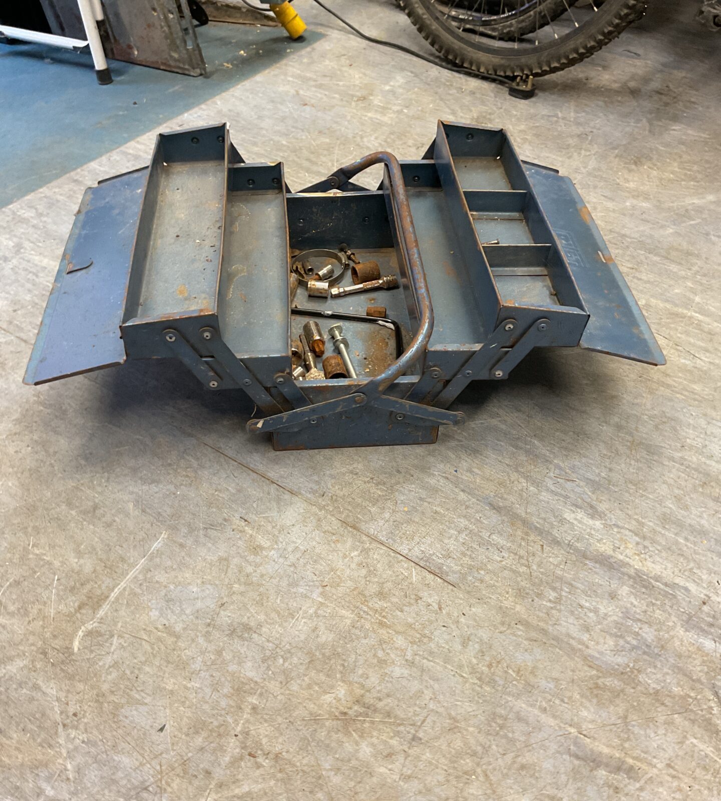 Metal toolbox with contents