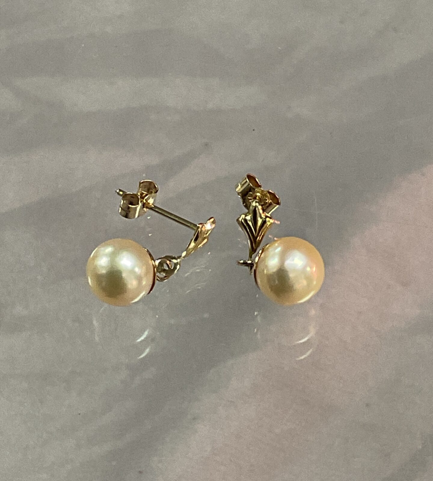 Pair of 9ct gold pearl drop earrings