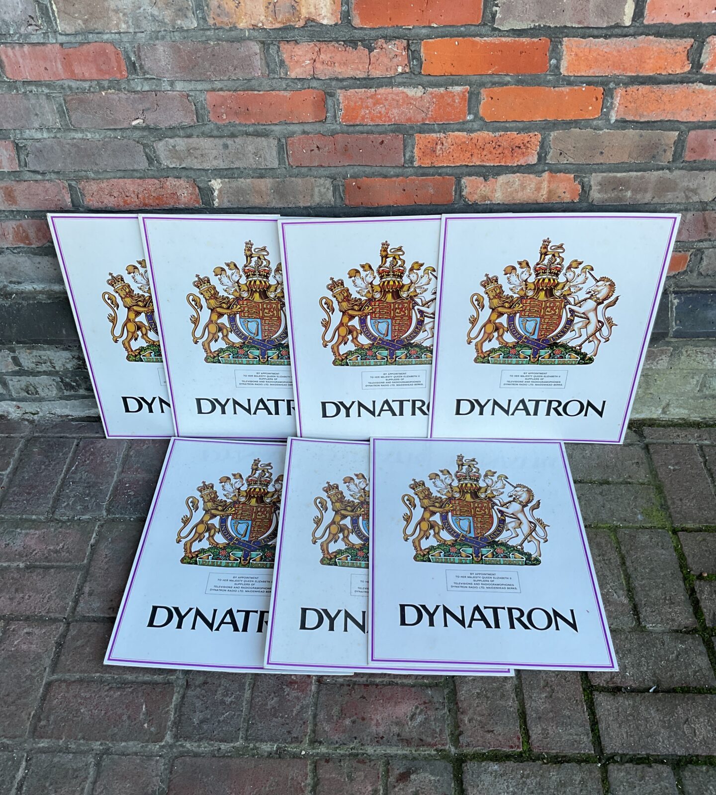 Lot of 7 dynatron by appointment to her majesty the queen crest boards