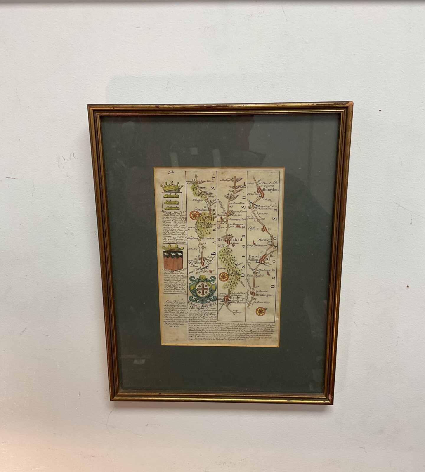 Antique framed double sided map of Oxfordshire