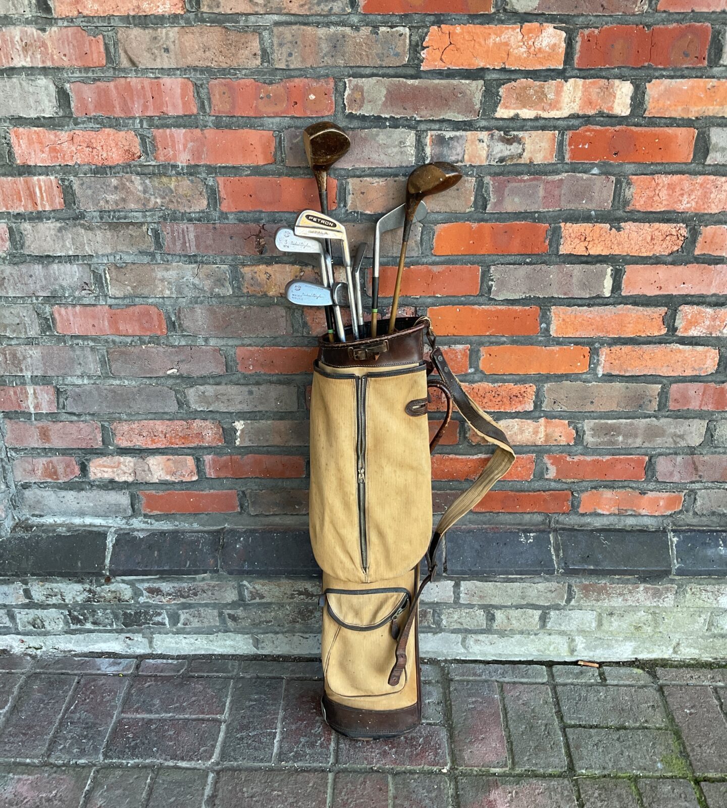 Set of vintage golf clubs including Michael bingham