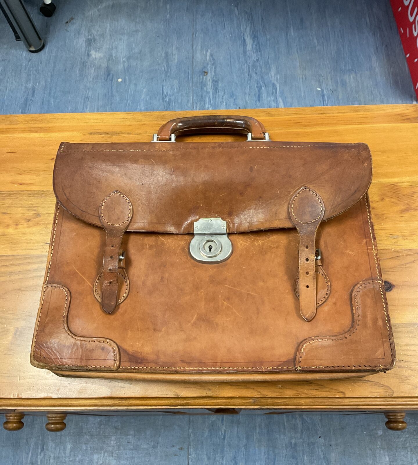 Vintage leather pilots briefcase