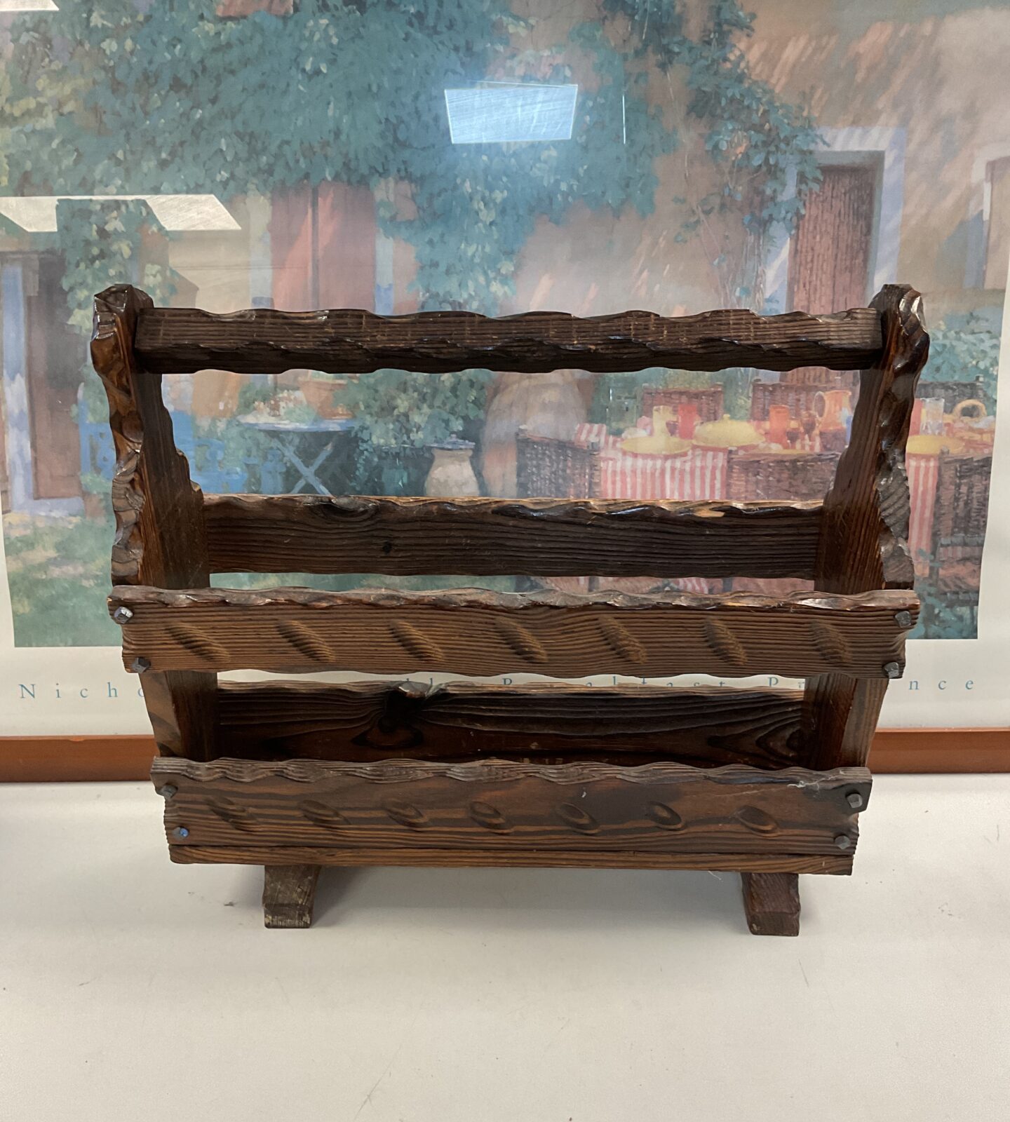 Vintage wooden magazine rack