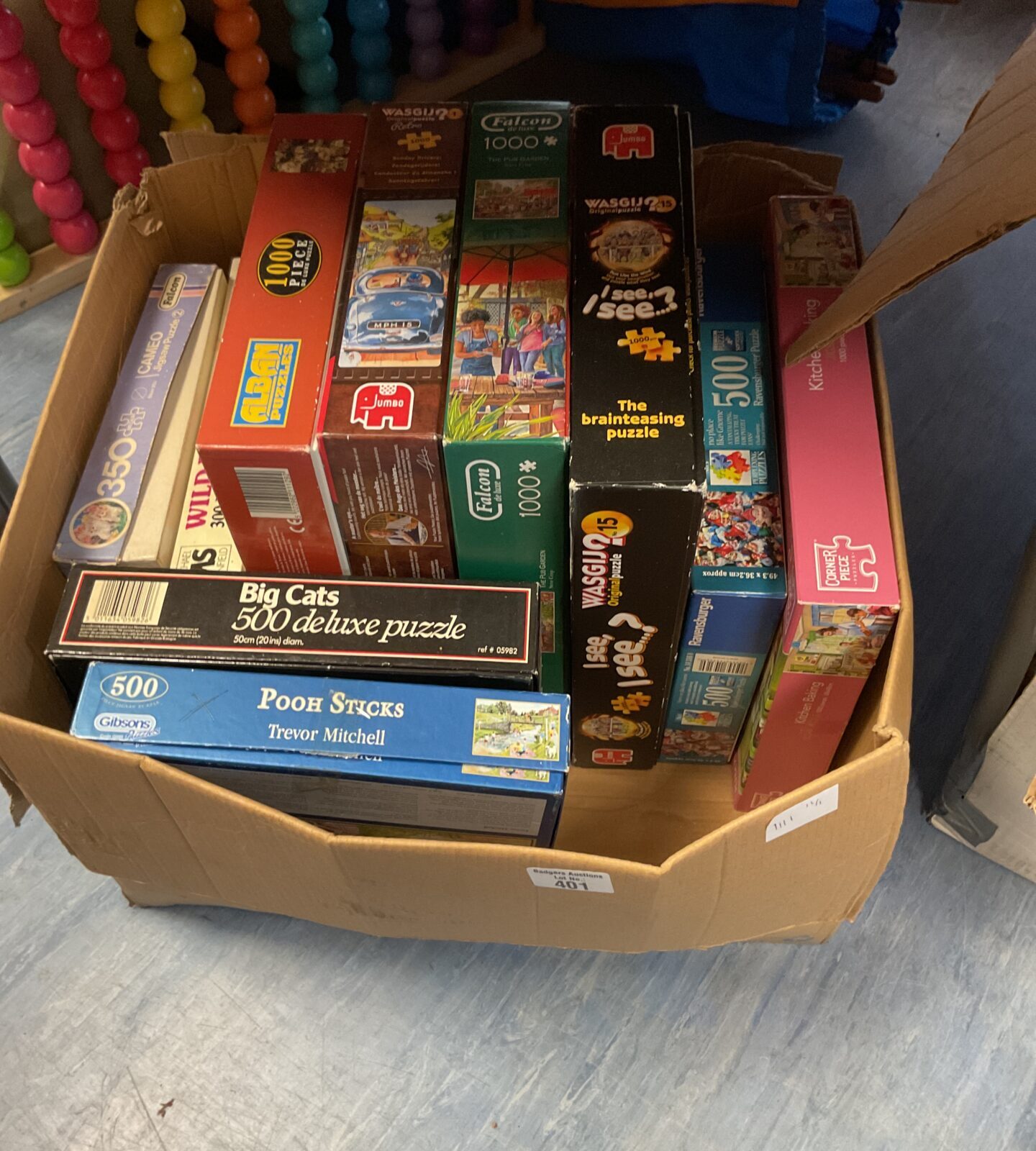 Box of mixed puzzles