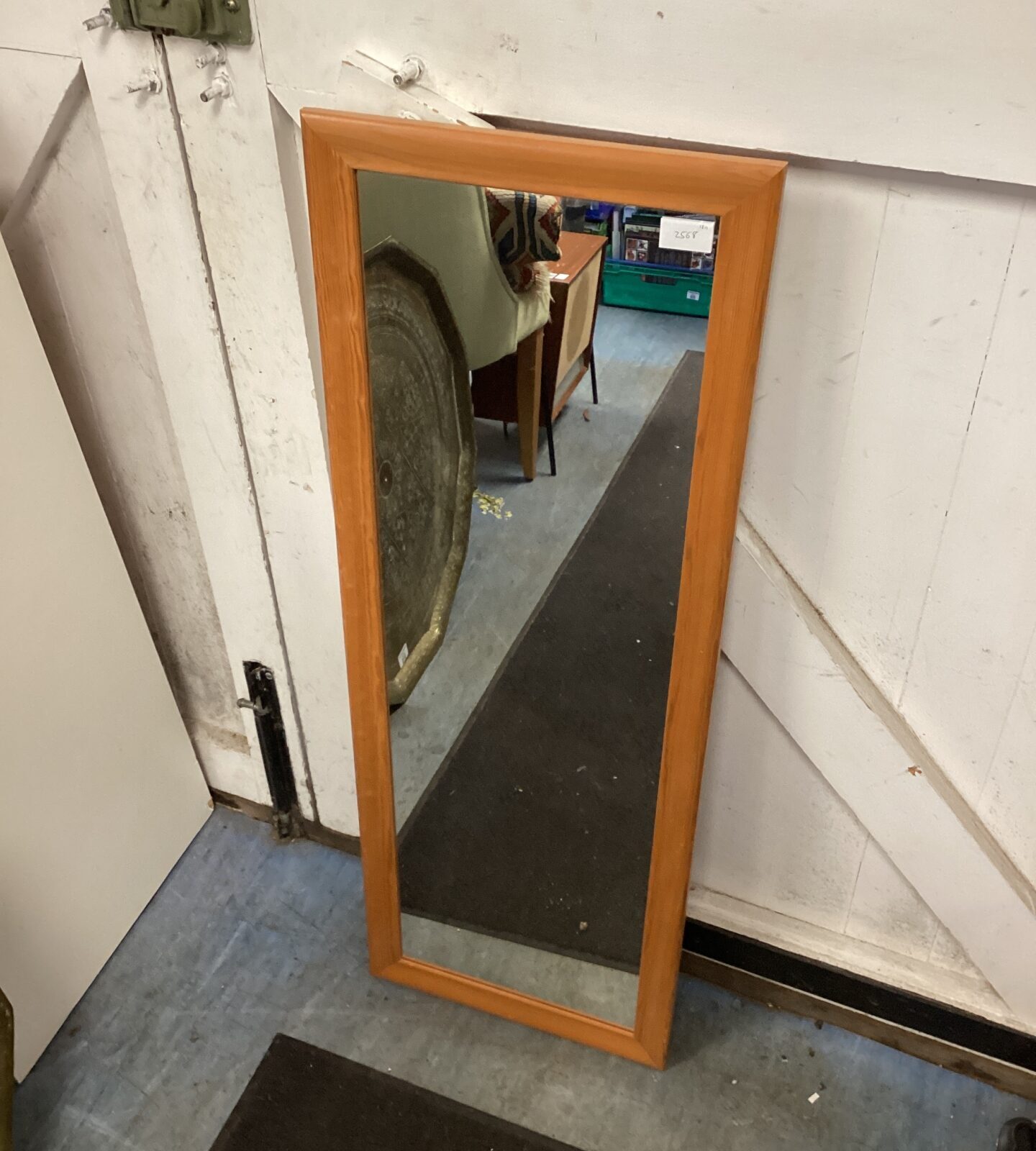 Wooden framed rectangular mirror