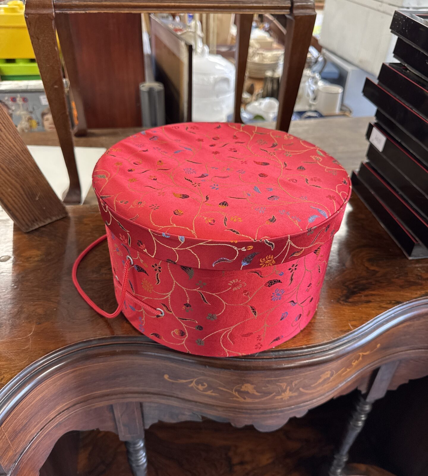 Japanese silk hat box 10.25” diameter