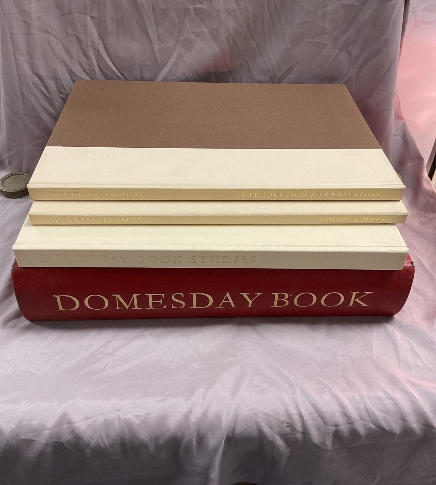 Large copy of the doomsday book studies Buckinghamshire folks and maps three books