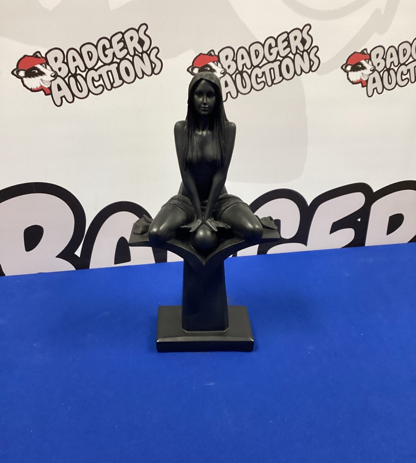 Modern Black Resin Lady Figurine 13” Tall