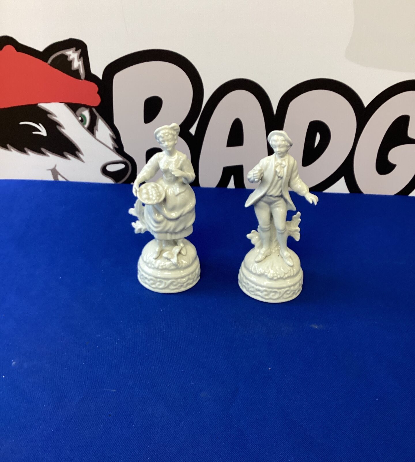 pair of continental blanc de chine figurines