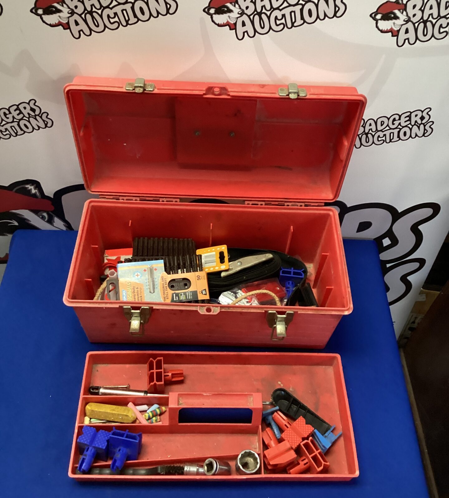 Plastic Tool Box with Contents