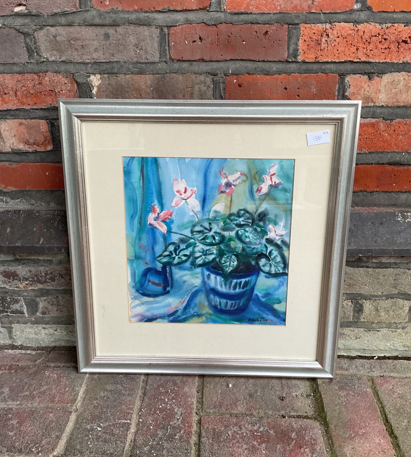 r hollis framed watercolour study of pot plants