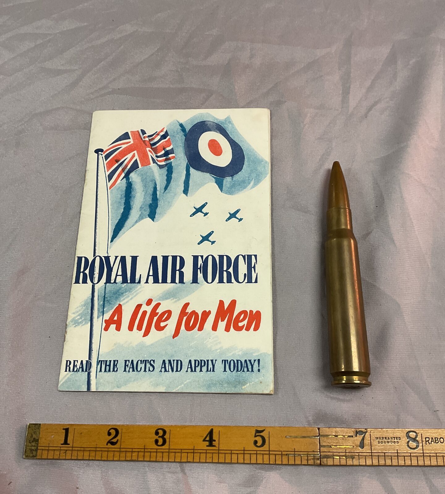 raf application & fact booklet with 50 cal bullet