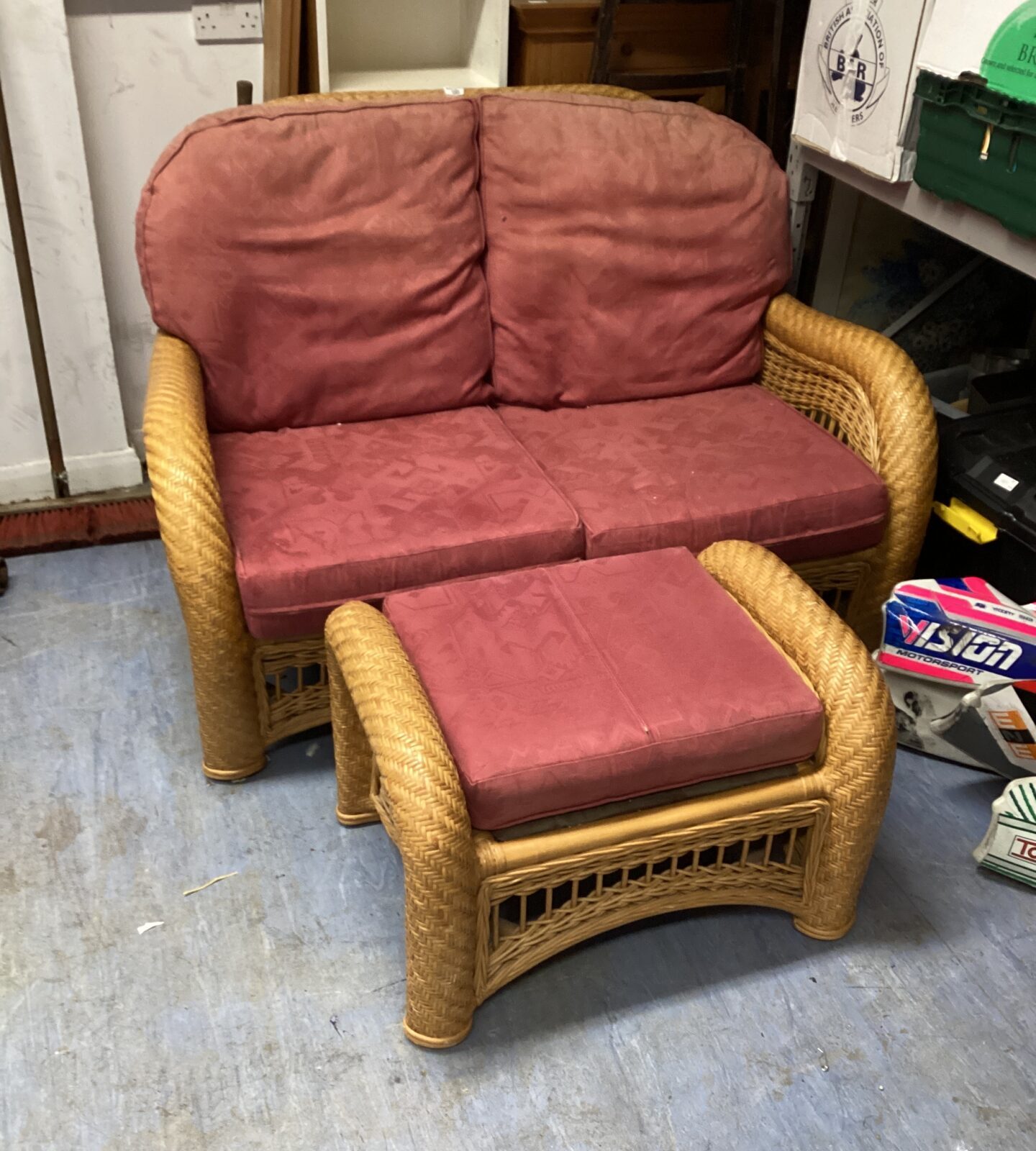 Rattan Conservatory Sofa and stool