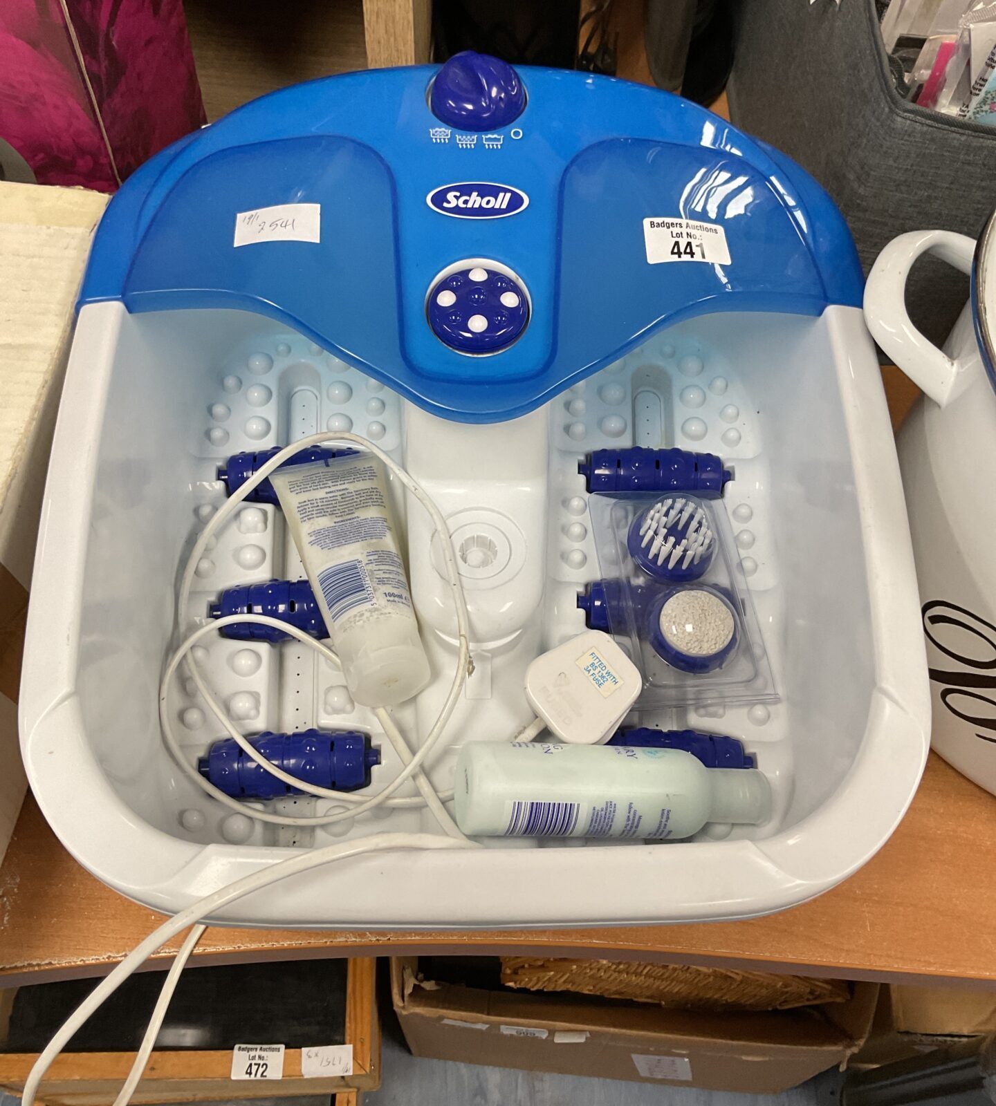 Scholl foot massager with footscrub and other related items