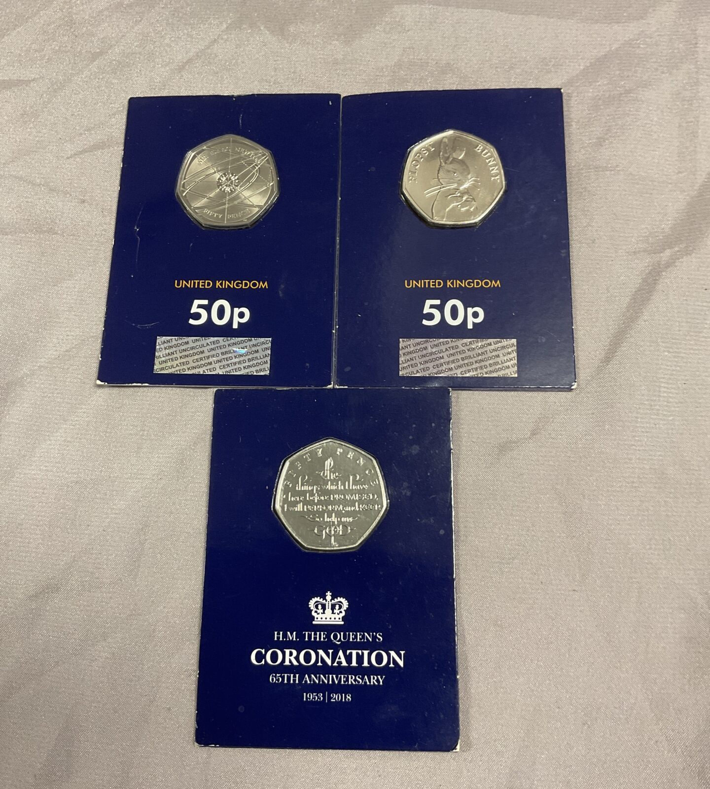 Three Change checker 50p coins Inc flopsy bunny