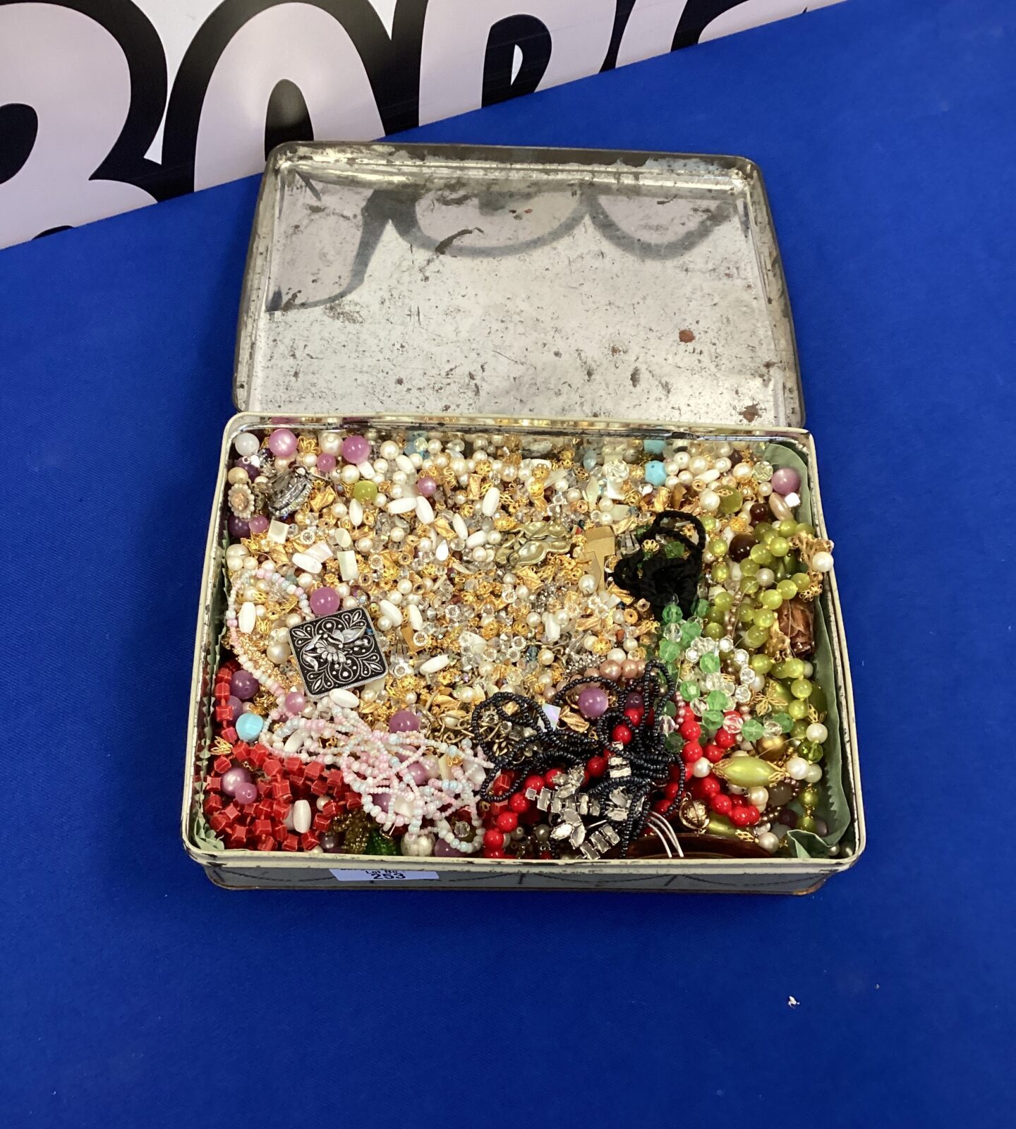 Tin of Costume Jewellery beads