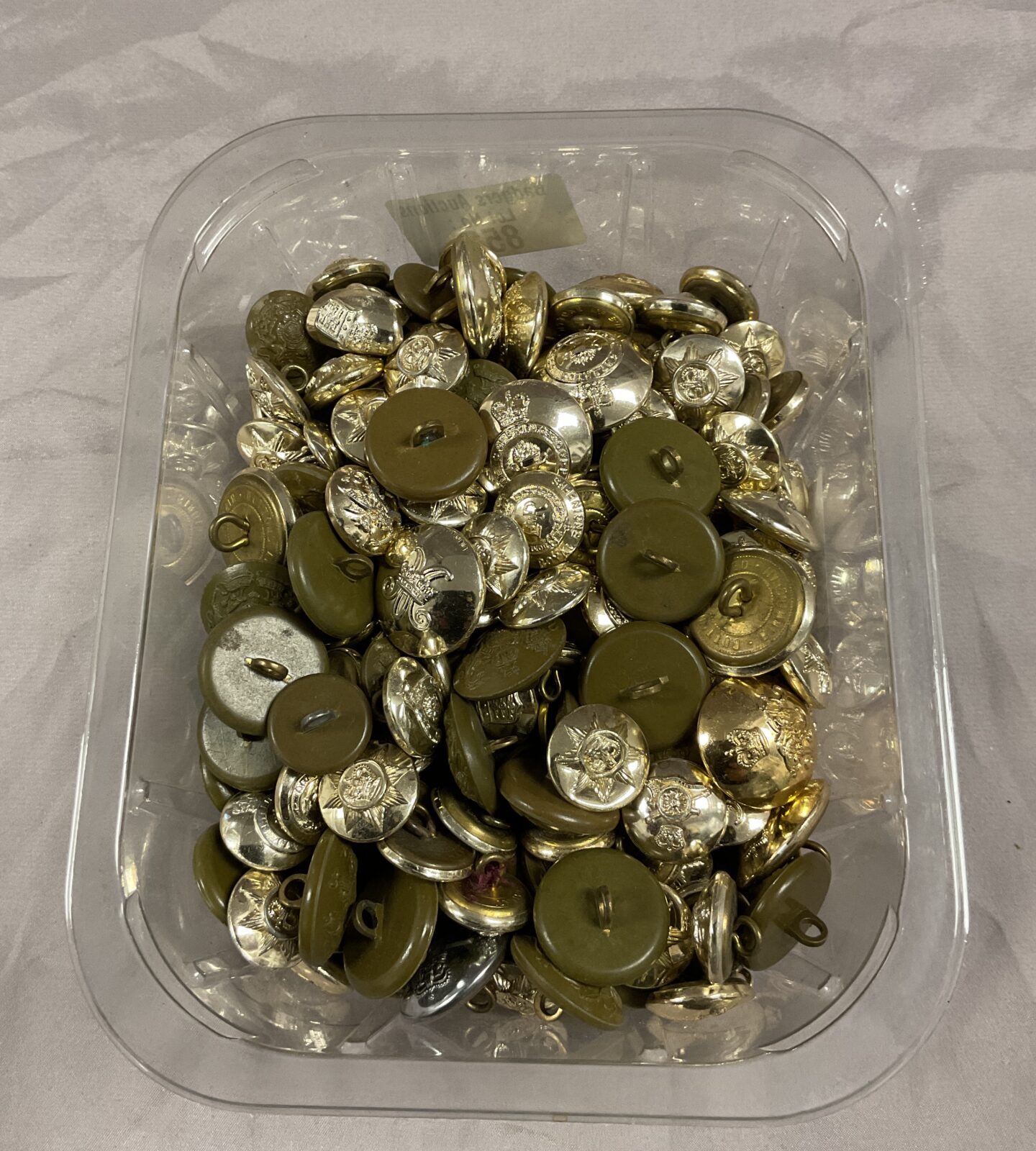 Tub of mixed British military buttons