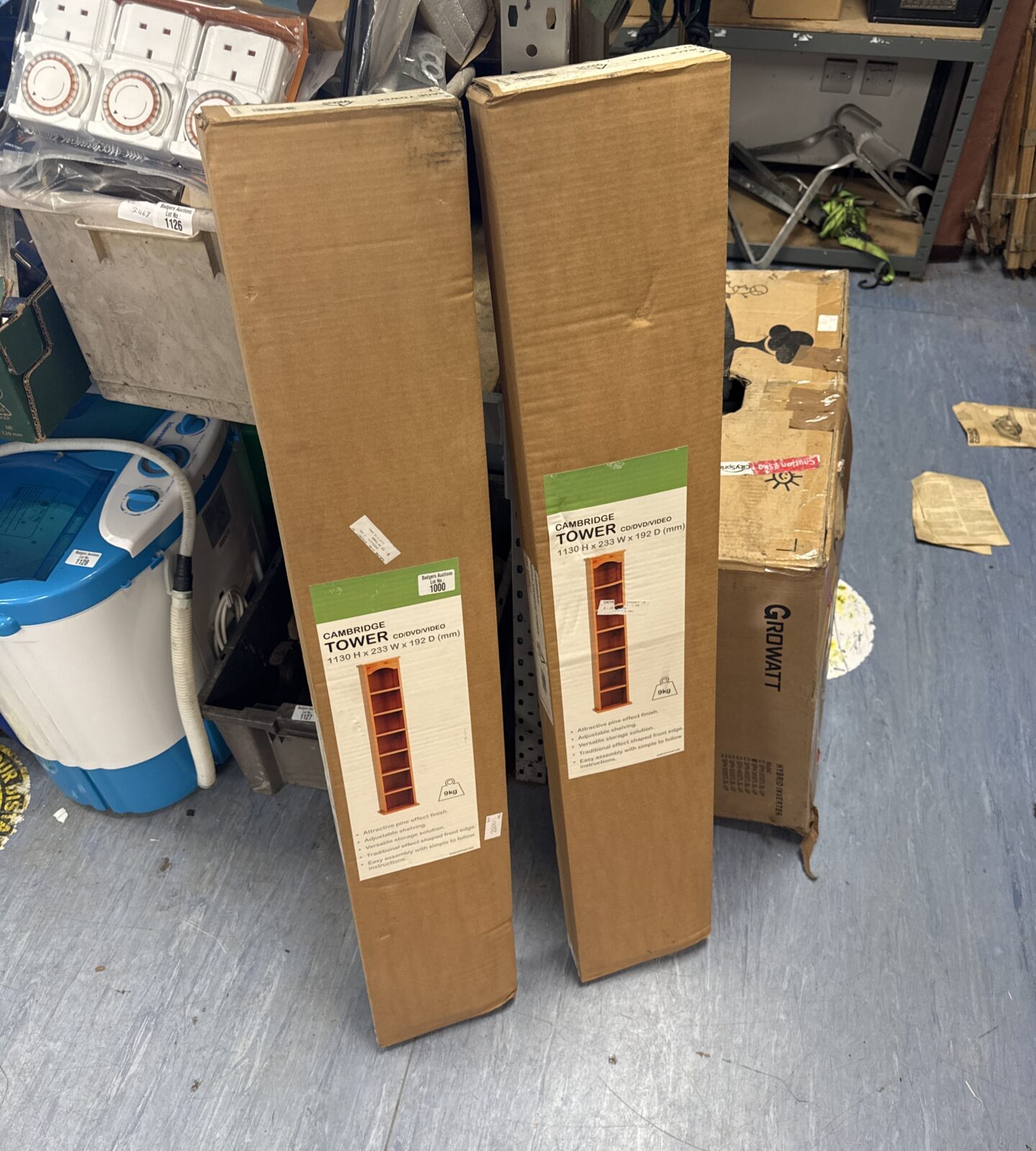 Two Cambridge tower cd/dvd 130x233x192mm storage units - new in boxes