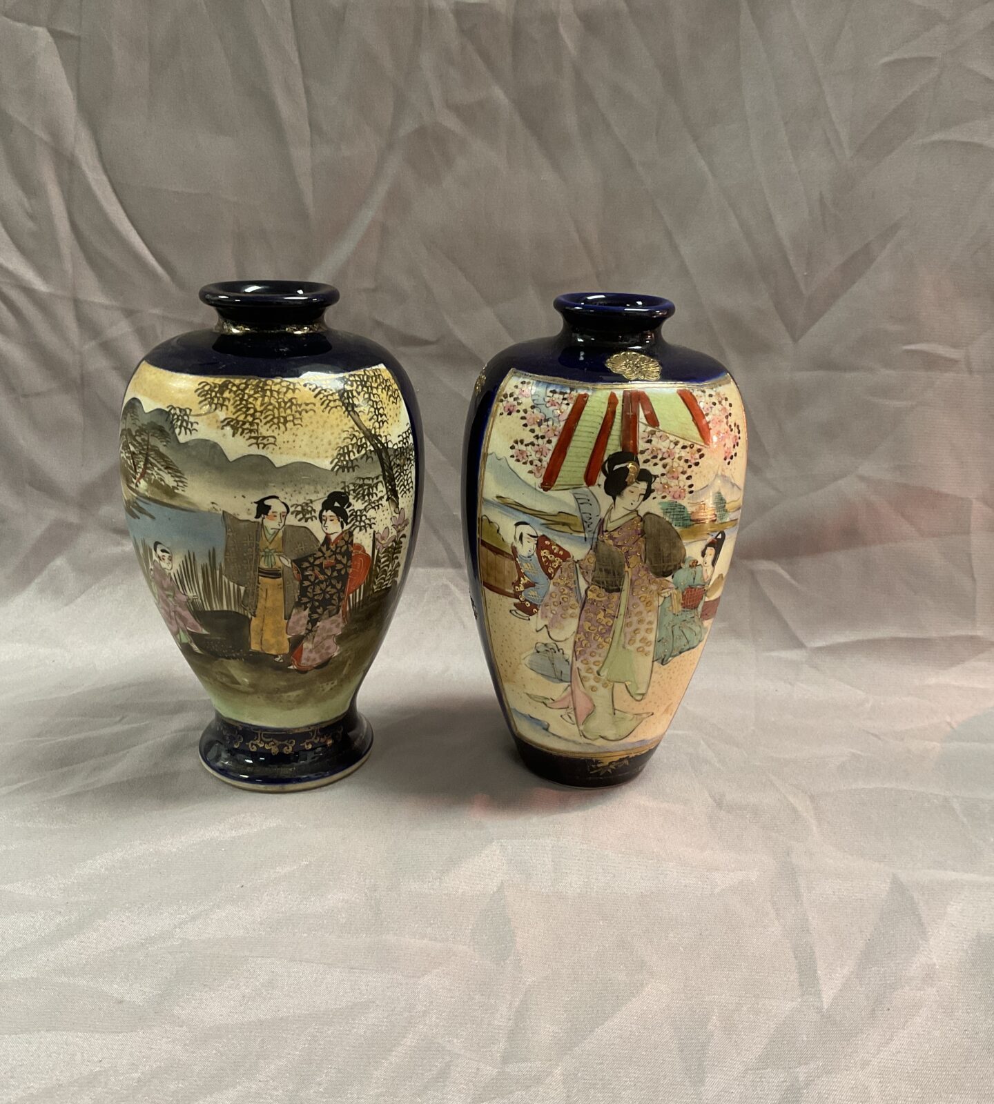 Two Japanese Meiji circa 1900 vases signed on one