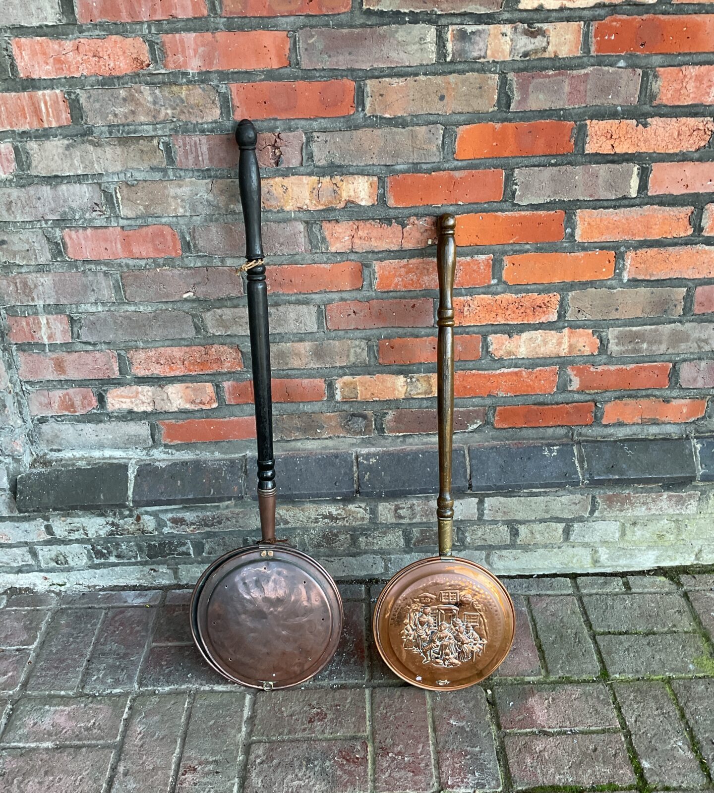 Two vintage copper bed pans