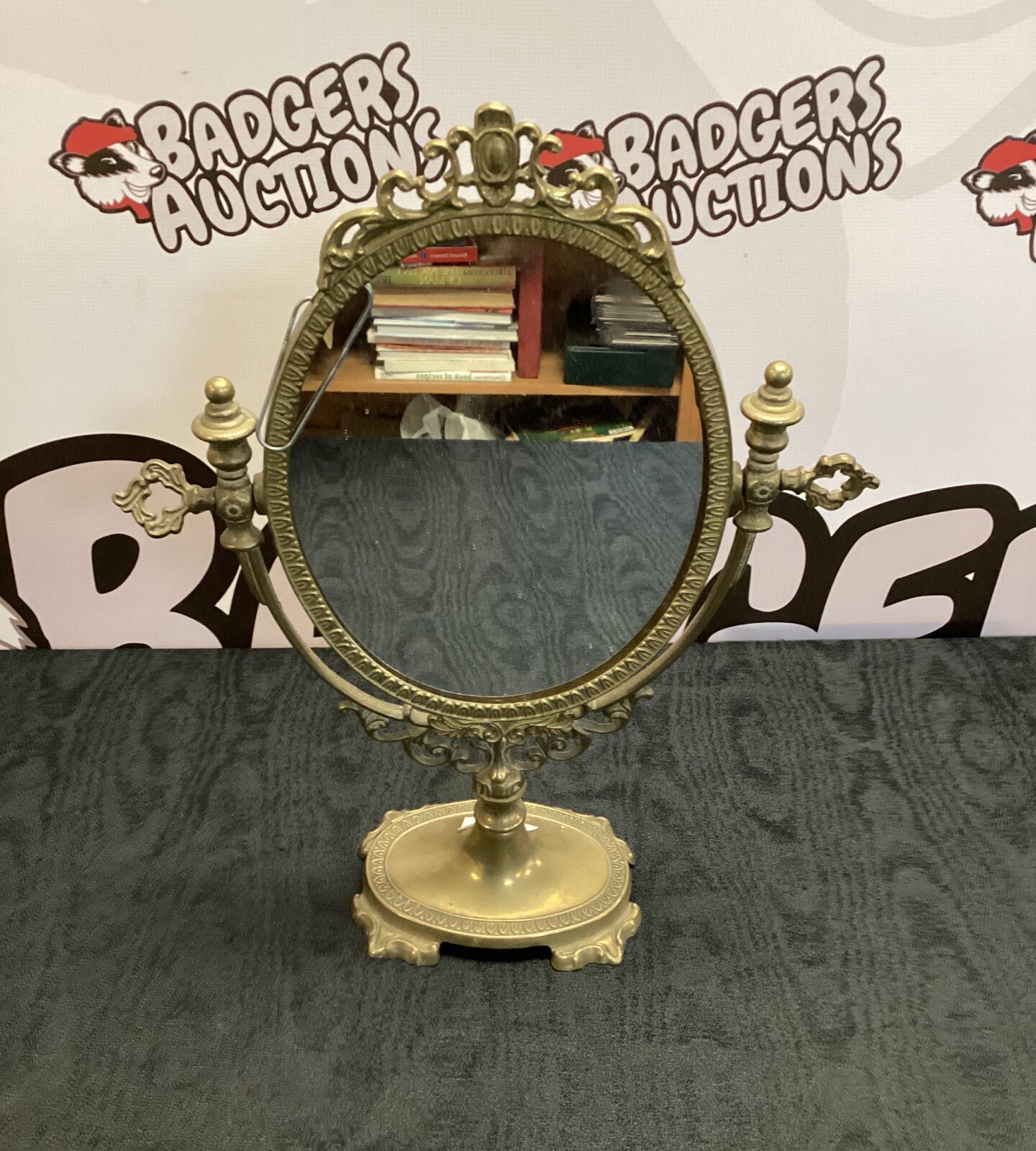 vintage brass table mirror