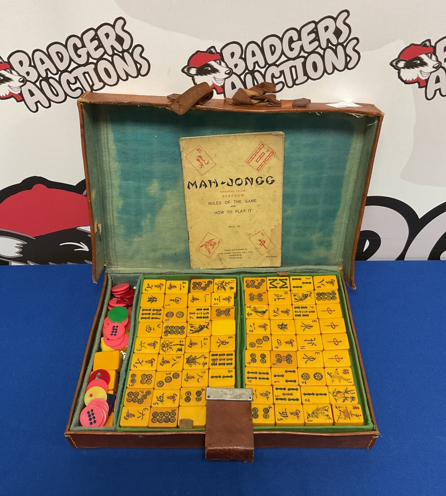 Vintage chad valley mahjong set in leather case