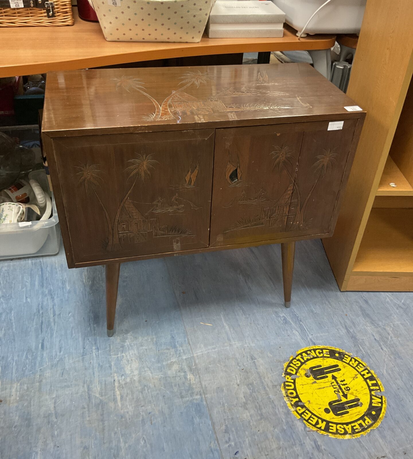 Vintage Chinese carved record cabinet