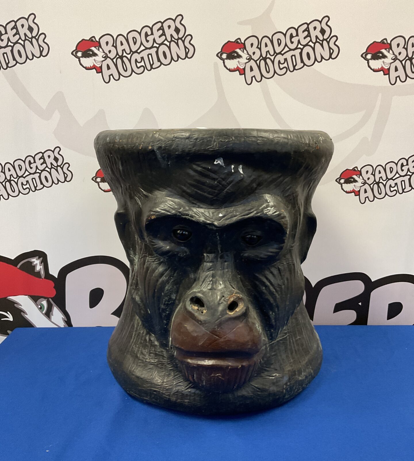 vintage Leather gorilla head footstool