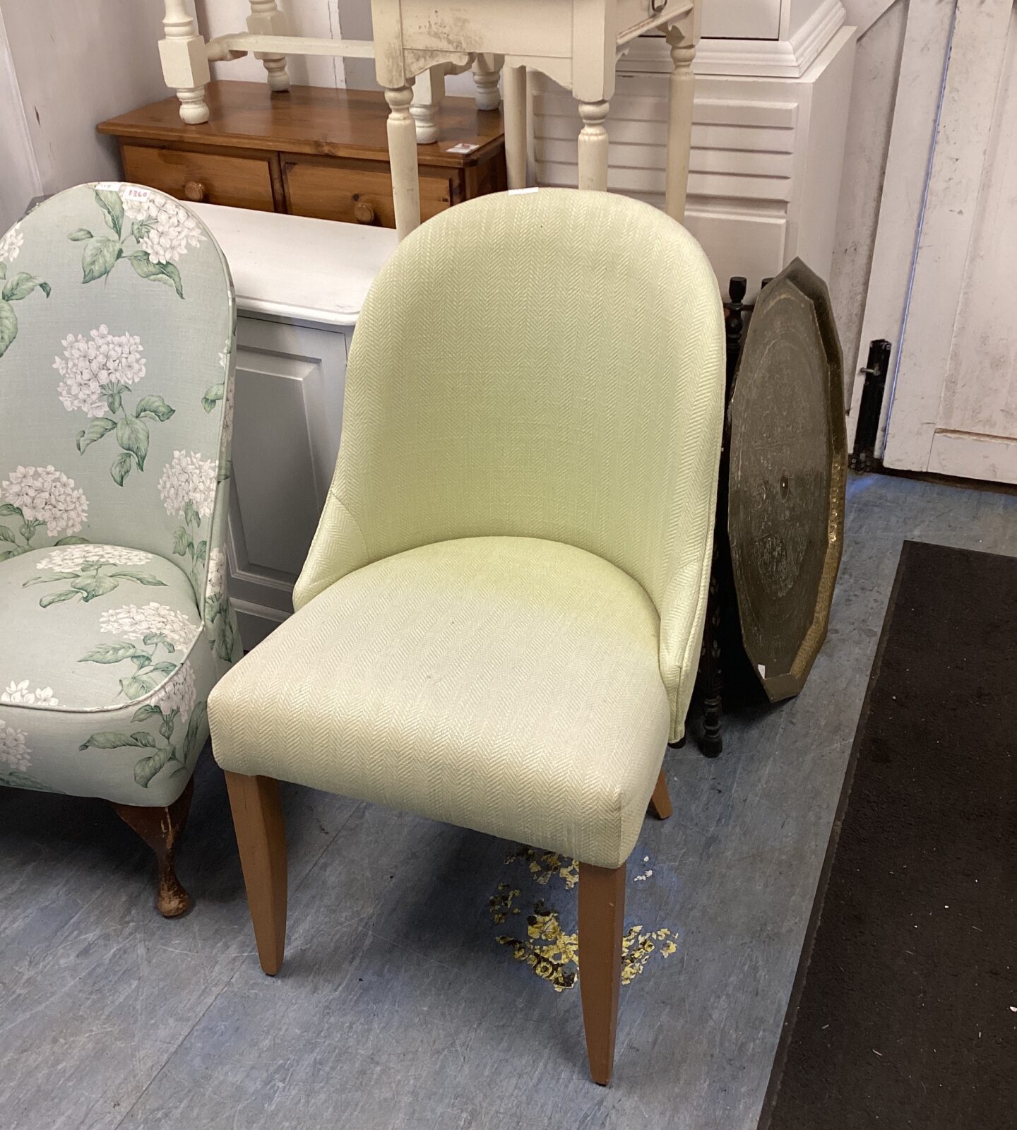 Vintage pale green upholstered nursing chair