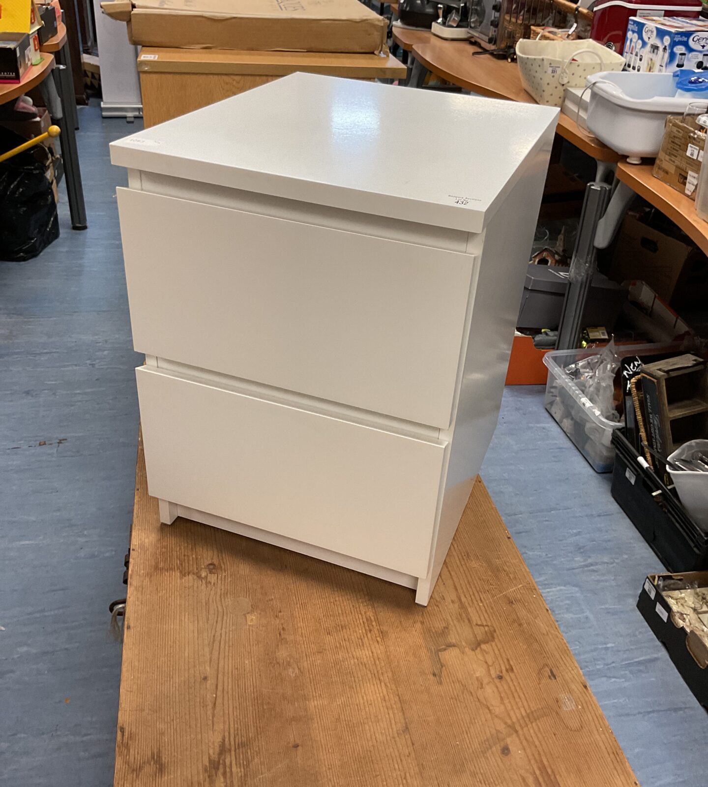 White ikea two draw bedside cabinets