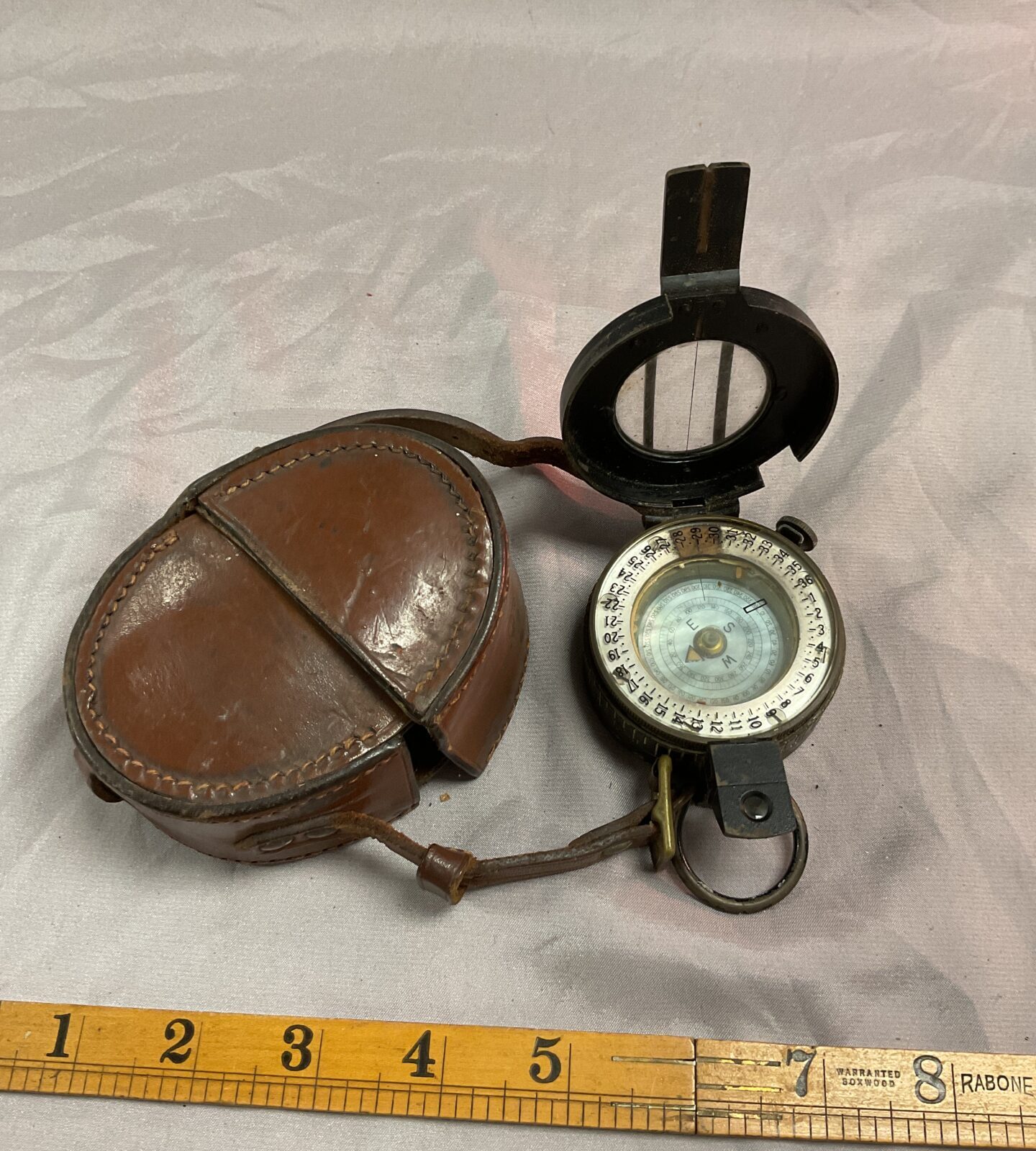 Ww2 British military compass and leather pouch