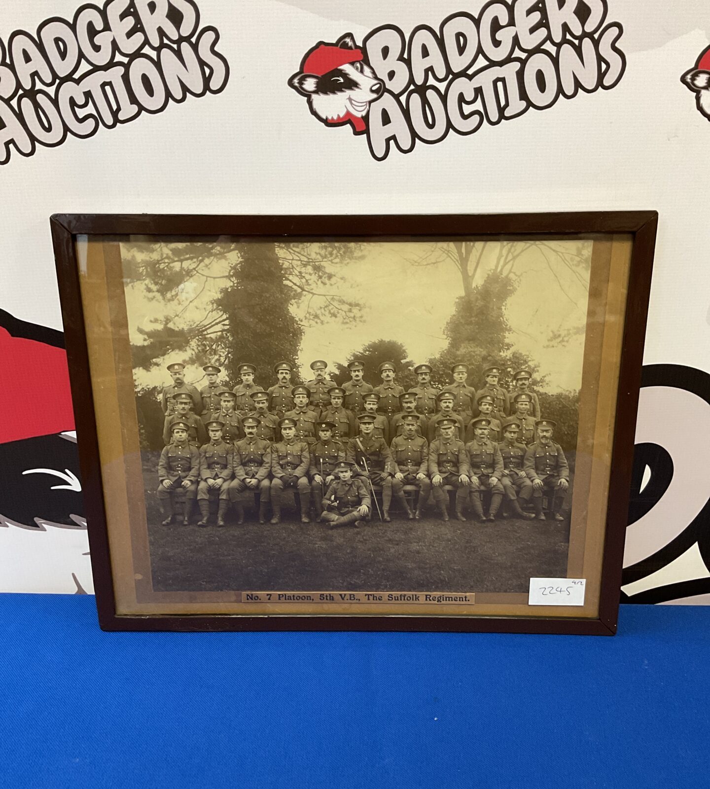 Framed ww2 photograph of no 7 platoon 5th v b the Suffolk regiment