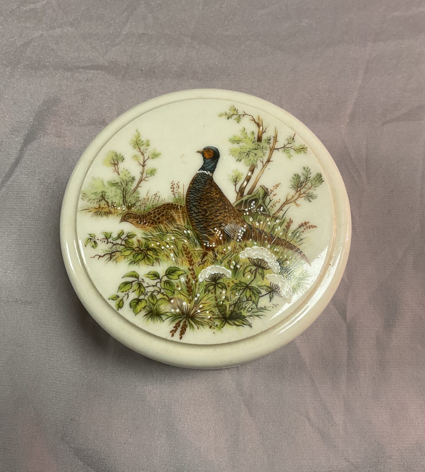 vintage gentlemans relish pheasant decorated pot