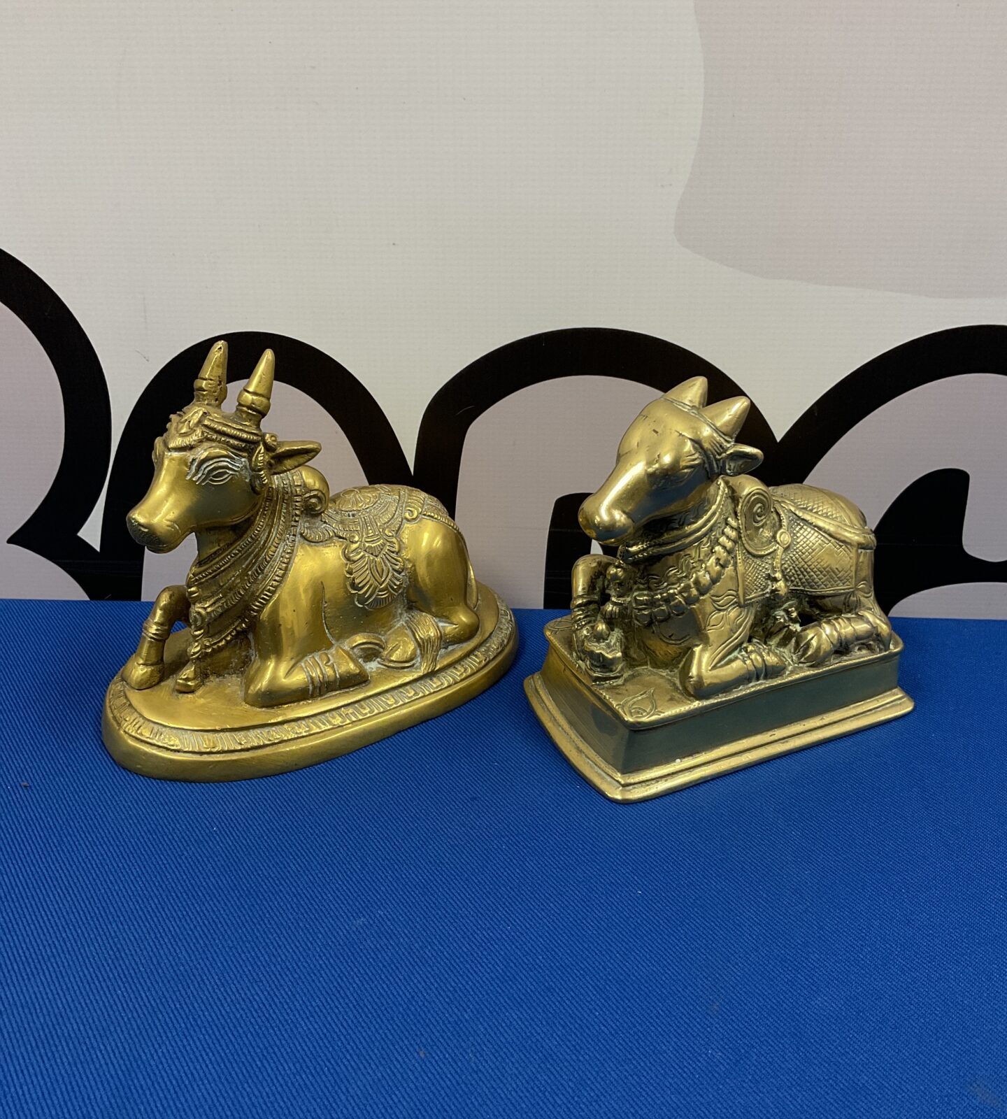 Two vintage indian brass cows