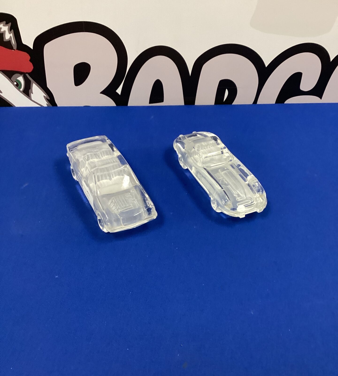 Two lead crystal Cars inc e type jaguar