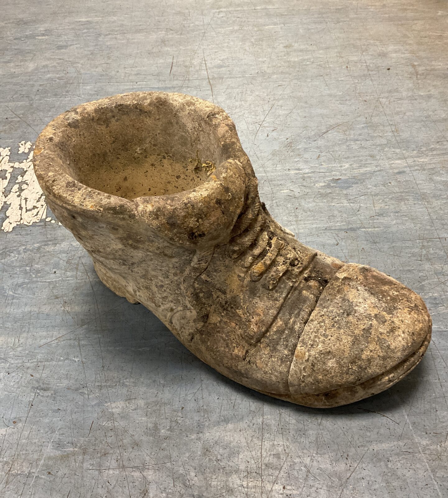 Concrete boot garden planter