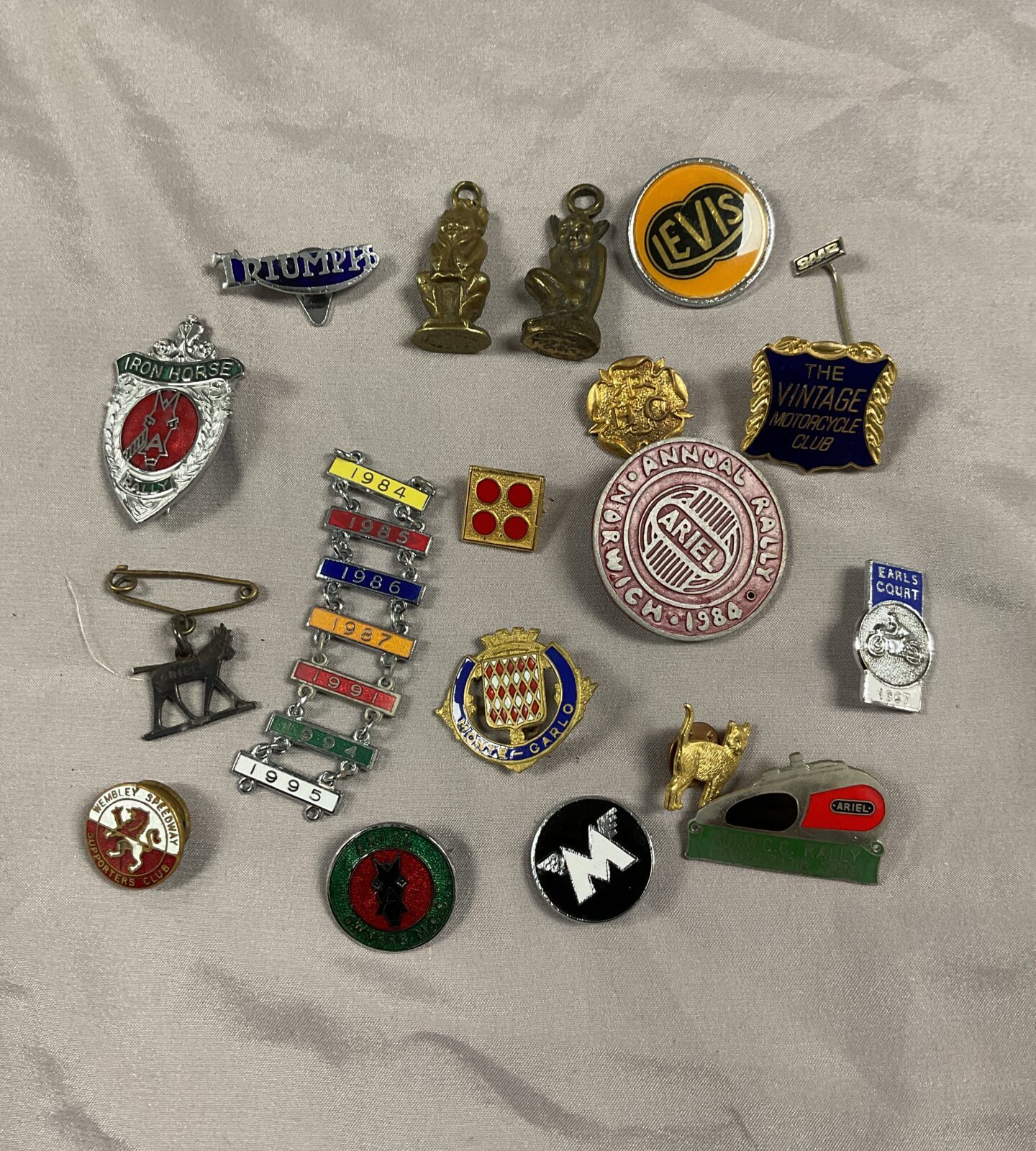 Collection of pin badges Inc motor cycle matchless and Ariel and triumph