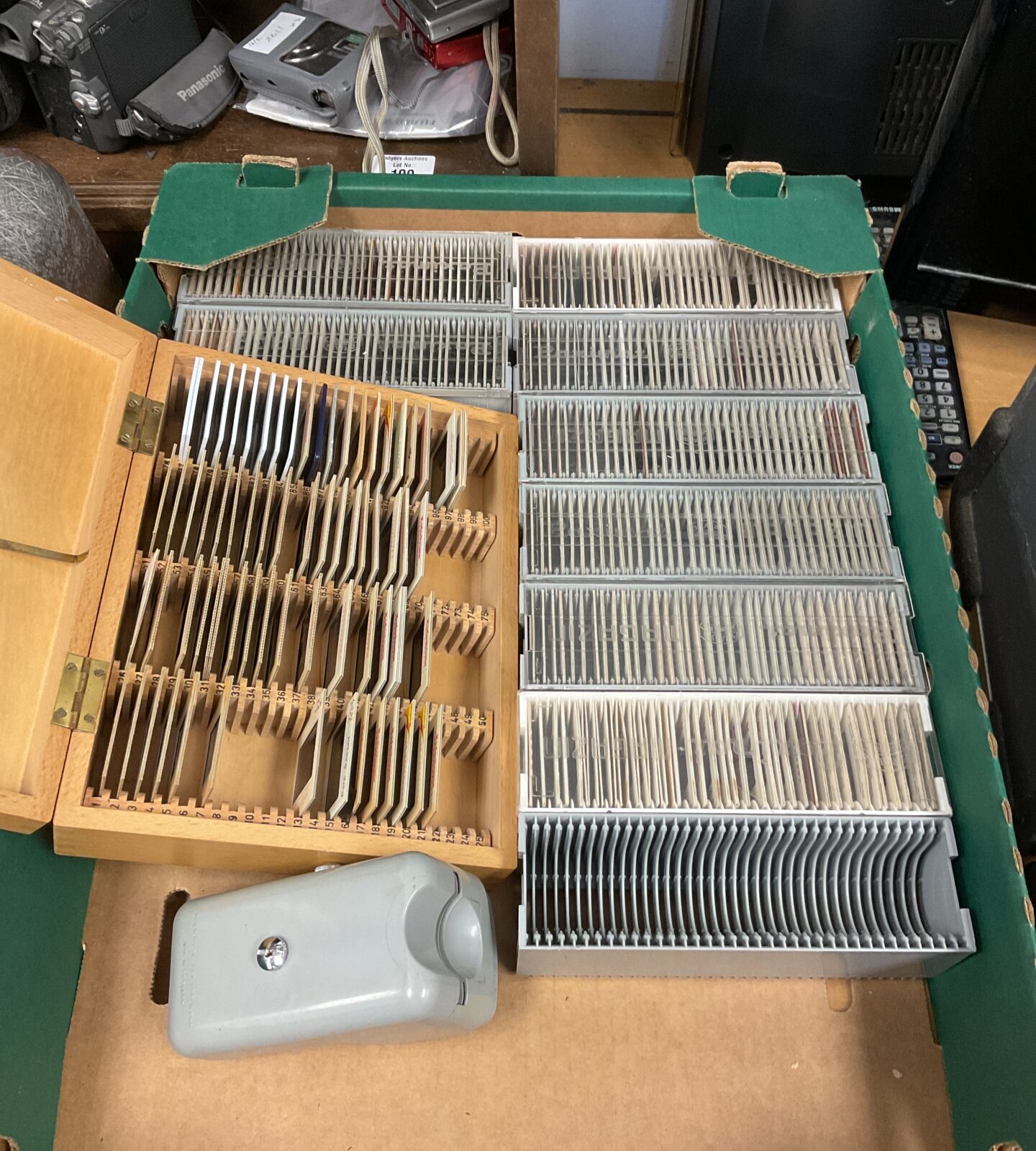 Tray of 35mm slides in magazines